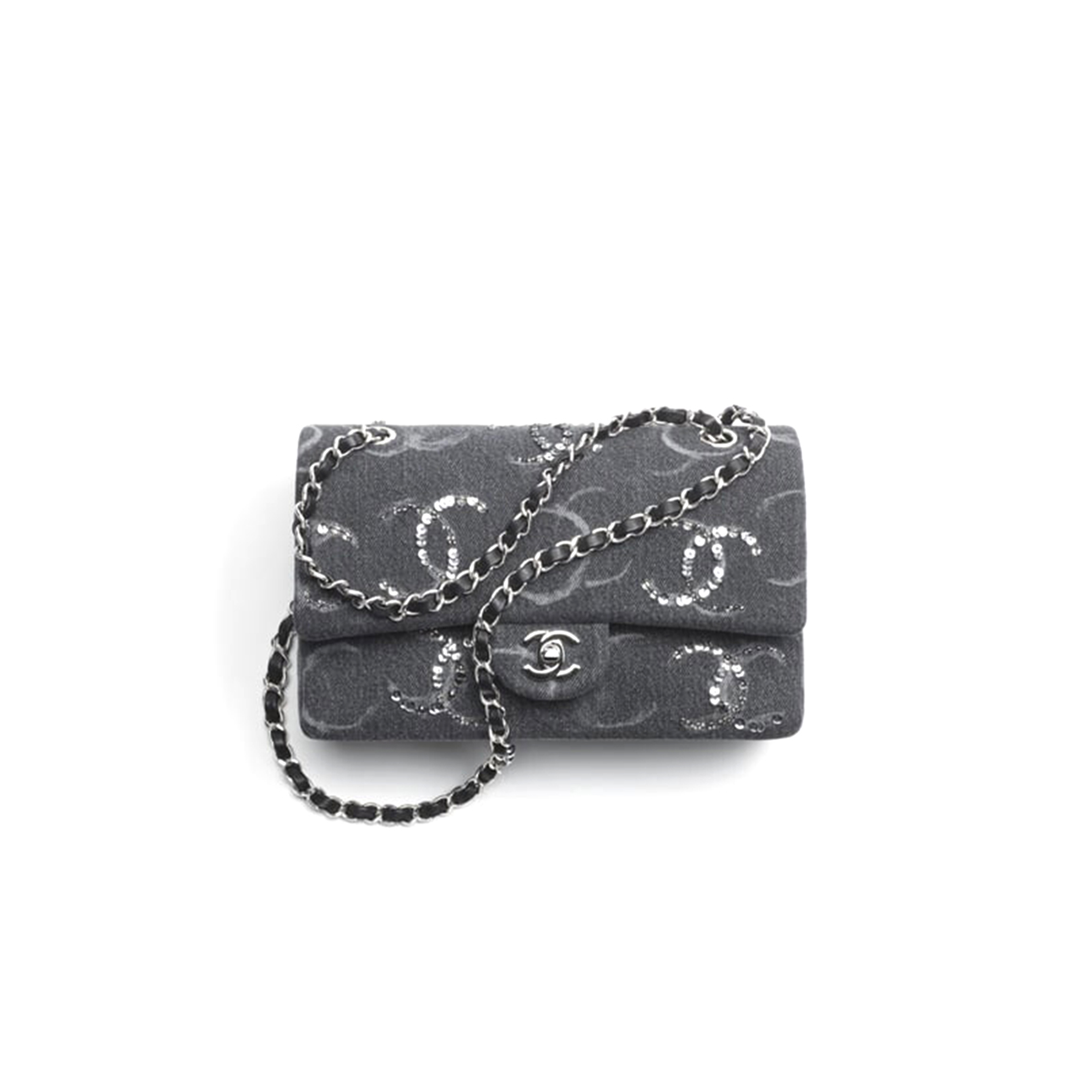 CHANEL MASTER MEDIUM DENIM SEQUIN CC CLASSIC FLAP A01113 (25.5*15.5*6.5cm)